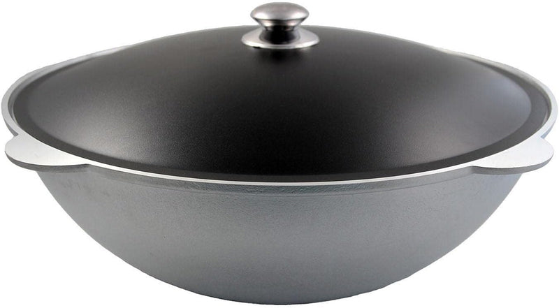Kukmara Limitierter Kazan Wok Asien Tatarskij mit Deckel Aluguss Kasan 15 Liter schwarzer Deckel