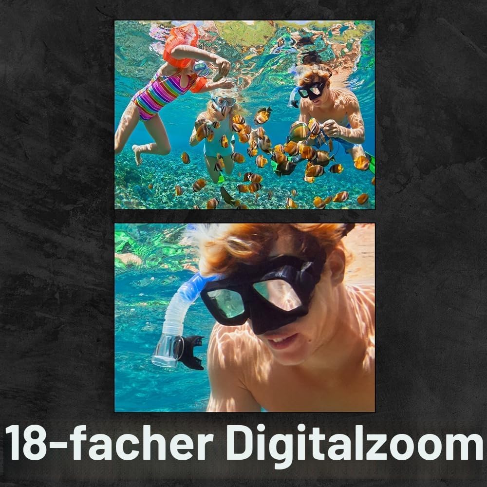 AgfaPhoto Realimove CC4000W - Wasserdichter 4K-Camcorder mit 3-Zoll-Touchscreen, 18-facher Digitalzo