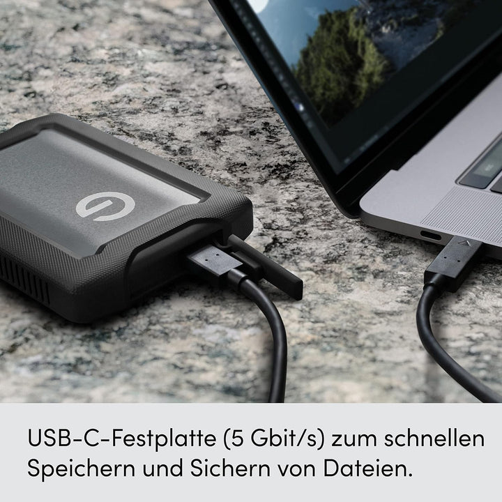 SanDisk PROFESSIONAL G-Drive ArmorATD 5 TB (Mobile Festplatte, All-Terrain Festplatte, USB-C-fähig,