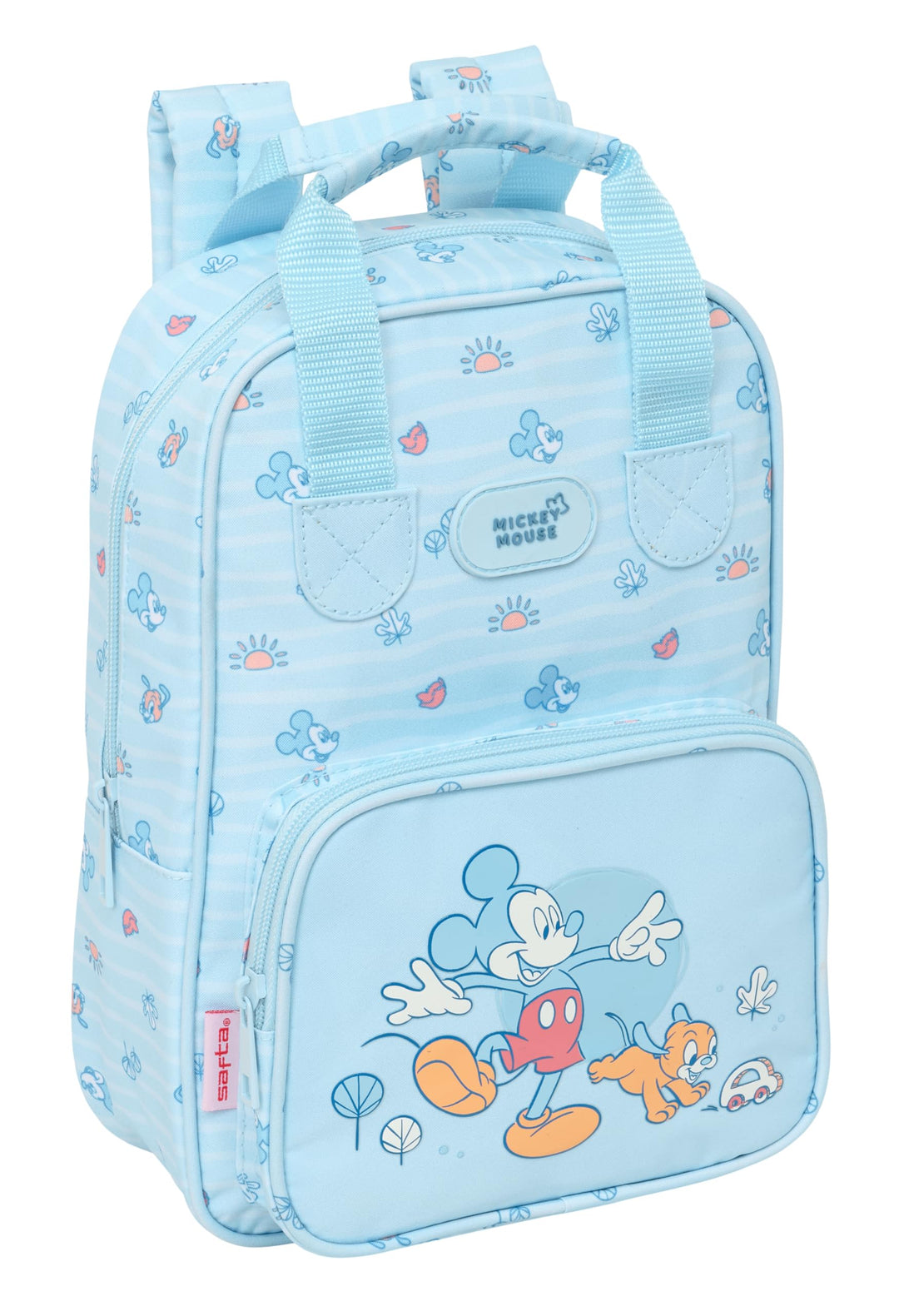 Safta Mickey Mouse Baby Kinderrucksack, anpassbar mit Griffen, recycelbarer Stoff, ideal für Kinder