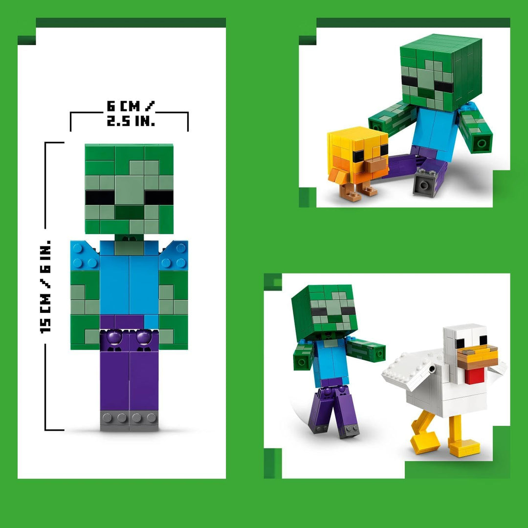LEGO Minecraft Hühnerreiter - Bauspielzeug - Zimmerdeko zum Videospiel mit Zombiebaby, Huhn und Küke