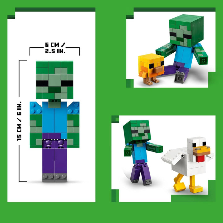 LEGO Minecraft Hühnerreiter - Bauspielzeug - Zimmerdeko zum Videospiel mit Zombiebaby, Huhn und Küke