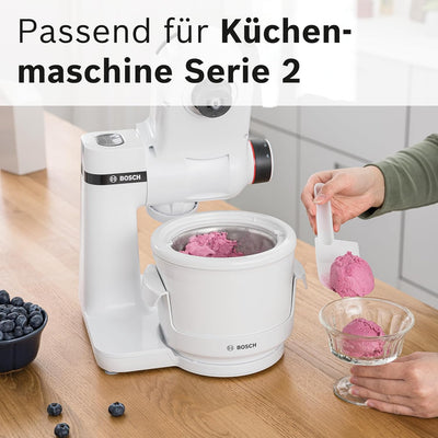 Bosch Eisbereiter MUZS2EB, 550ml, selbstgemachtes Eis, Sorbet und Frozen Yoghurt, weiss, Spritzschut