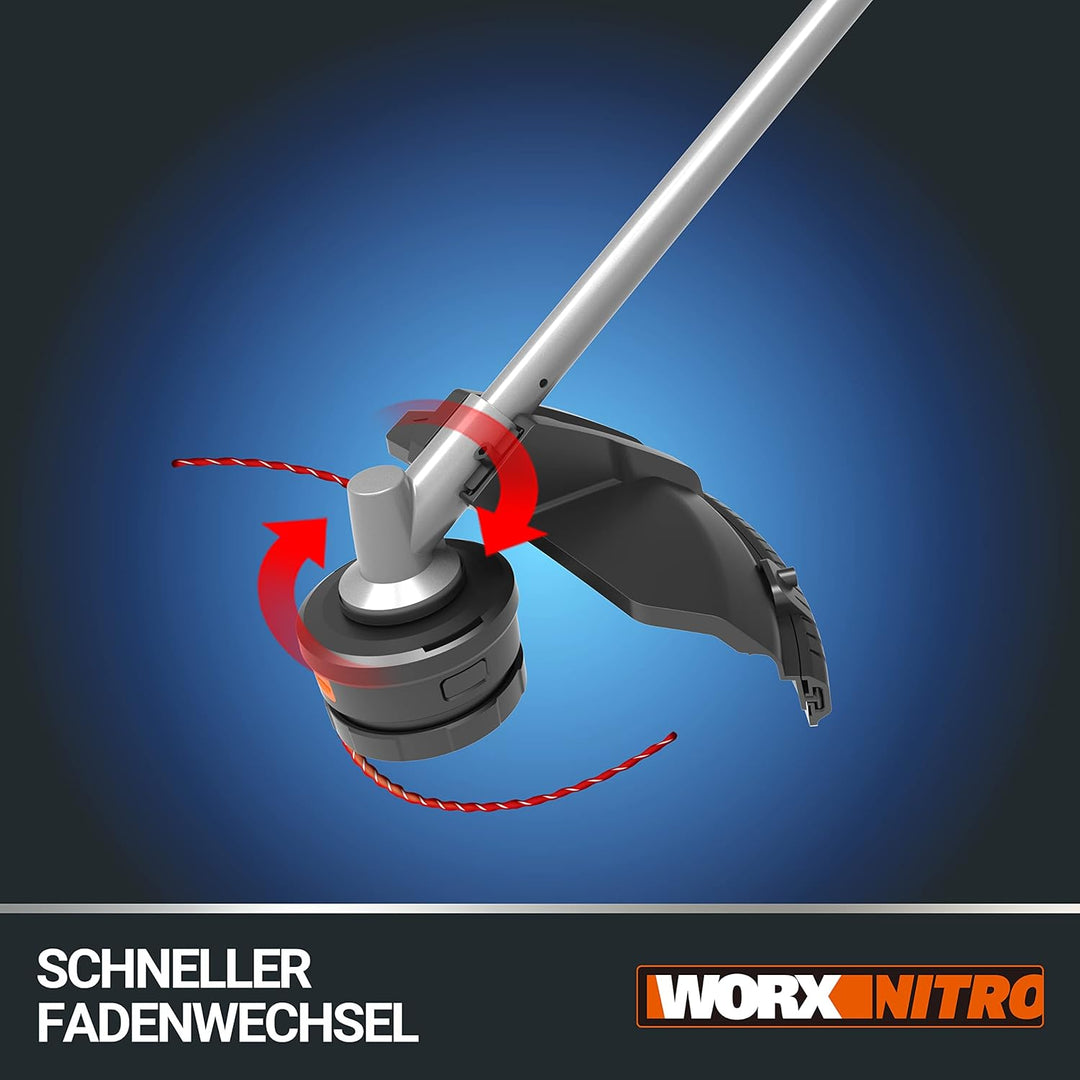 WORX Nitro WG186E.1 Akku Rasentrimmer & Freischneider 40V (2x20V) - leistungsstarker bürstenloser Mo