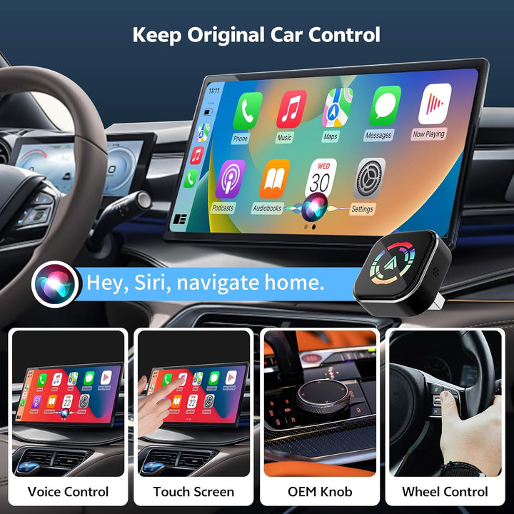 Wireless CarPlay Adapter, 2 in 1 Konvertieren Wired Carplay/Android Auto in Wireless, Typ-C und USB,