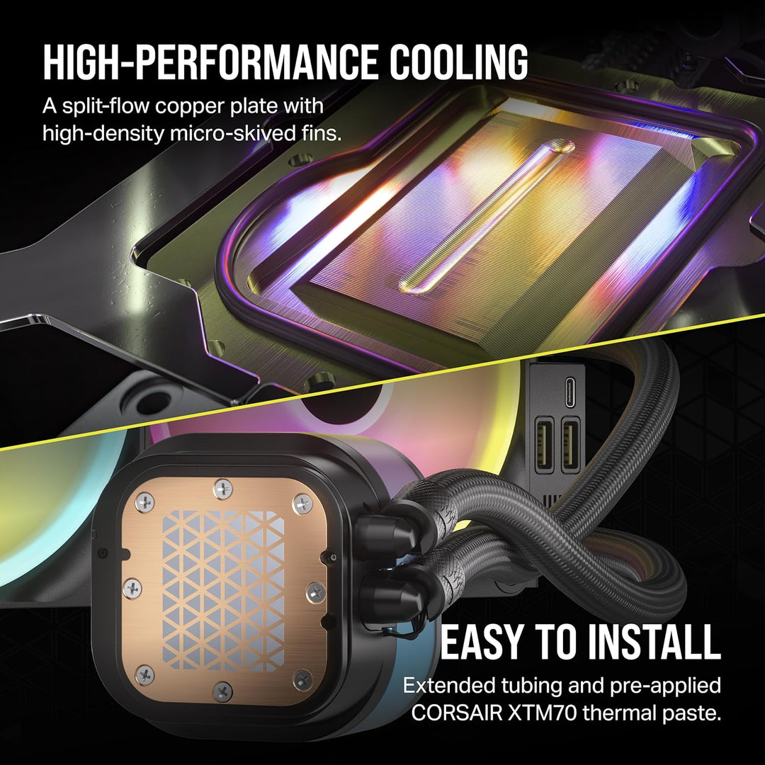 CORSAIR iCUE LINK H170i LCD-Flüssig-CPU-Kühler - 420mm AIO - QX140 RGB-Lüfter - 2,1" IPS-LCD-Bildsch