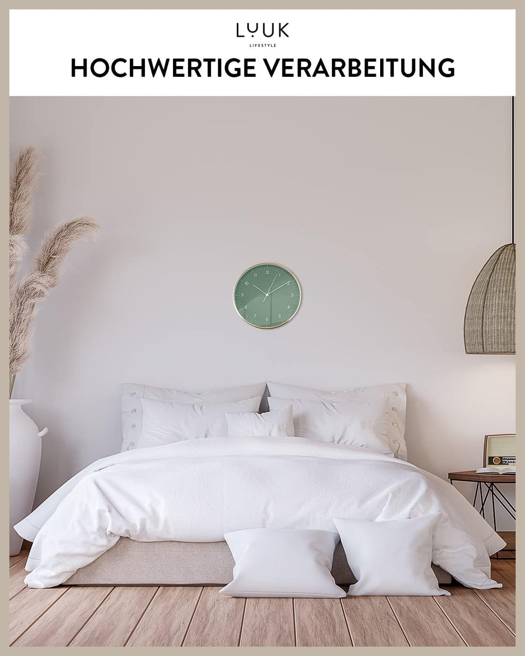 LUUK LIFESTYLE Grosse Wanduhr in nordischem Design, Deko für Küche, Kinderzimmer, Wohnzimmer, Badezi