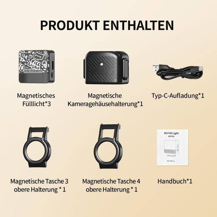 yAyusi 3er-Set Magnetisches LED Video Licht für DJI OSMO Pocket 4/3, 500mAh Mini Fülllicht, Pocket 4
