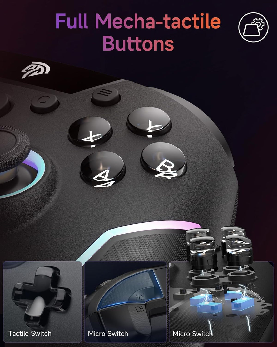 EasySMX X20 Wireless Controller PC mit RGB, Bluetooth Controller mit 2 in 1 Trigger & abnehmbare Hal