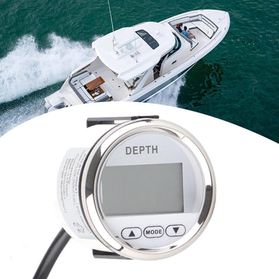 Digitaler Tiefenmesser für Boote, Echolot, Wasserdichter Dash-Tiefenmesser-Geber mit Weisser Hinterg