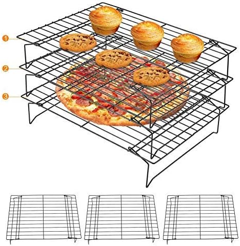 Zerodis Backrost aus Edelstahl, Antihaftbeschichtung, Grilltablett Kühl- und Backrost, drei Ebenen,