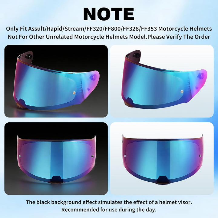 Helmvisier für LS2 FF328/FF353/FF800,Motorradhelm Visier,Motorrad Windschutz Helm Objektiv Visier Vo