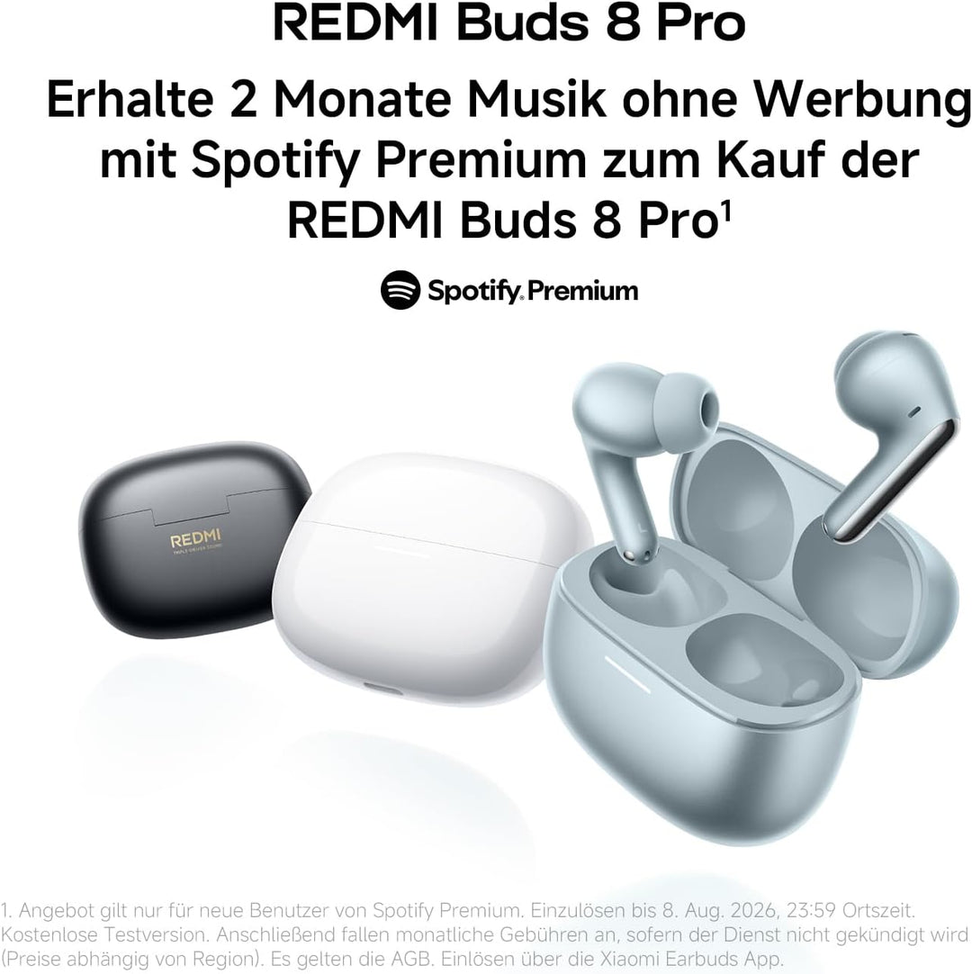 XIAOMI REDMI Buds 8 Pro, True-Wireless-Bluetooth, 55dB aktive Geräuschunterdrückung, Triple-Treiber,