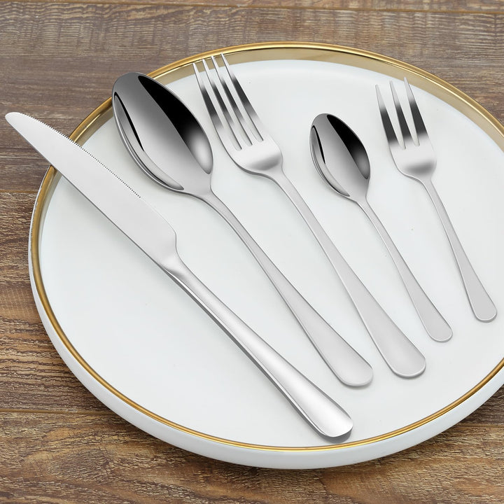 BEWOS Besteck Set für 6 Personen, 30 teilig Essbesteck Set inkl. Messer, Gabel, Löffel, Besteck Edel