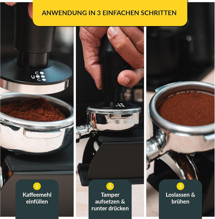 Coyooco Barista Tamper druckregulierend 58,5 mm - Siebträger Tamper mit Feder für gleichmässigen Dru