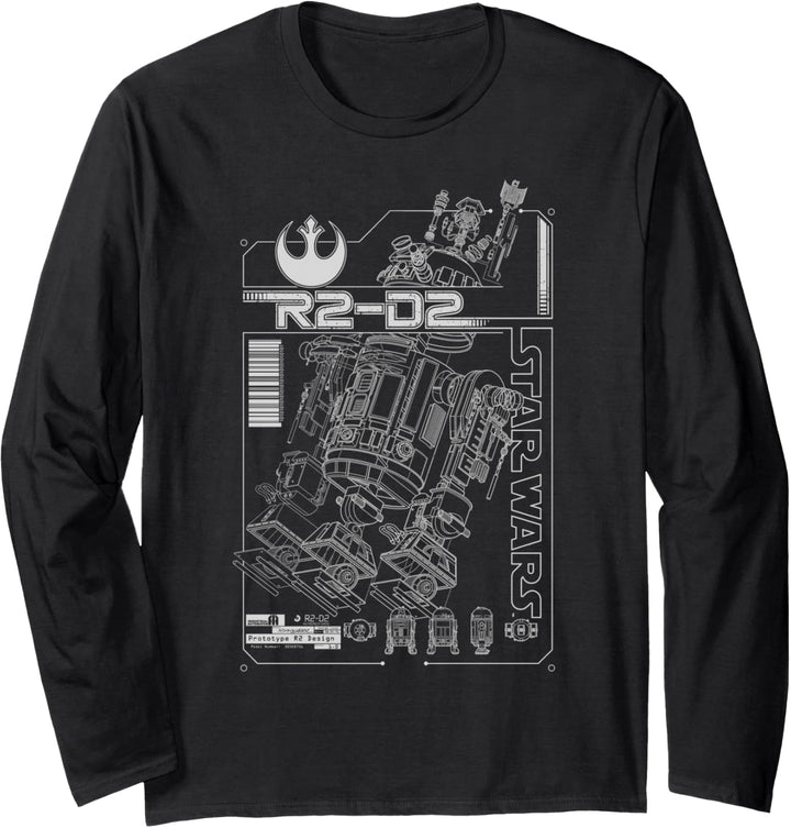 Star Wars R2-D2 Pull Apart Schematics Poster Langarmshirt