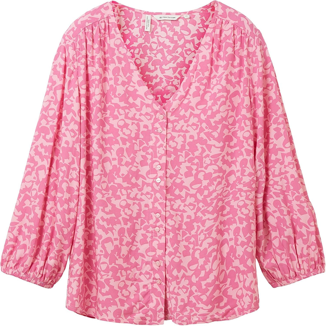 TOM TAILOR Women's blouse with pattern 32 31745 - Pink Geo Design, 32 31745 - Pink Geo Design