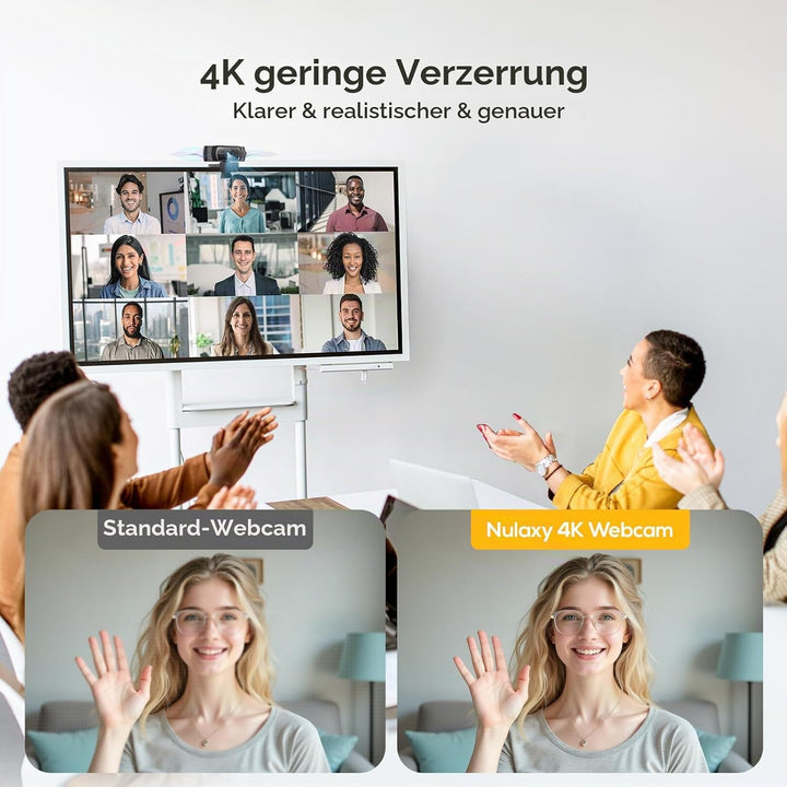 Nulaxy QHD 4K Webcam mit automatischer Lichtkorrektur, zwei geräuschunterdrückenden Mikrofonen, 1,5