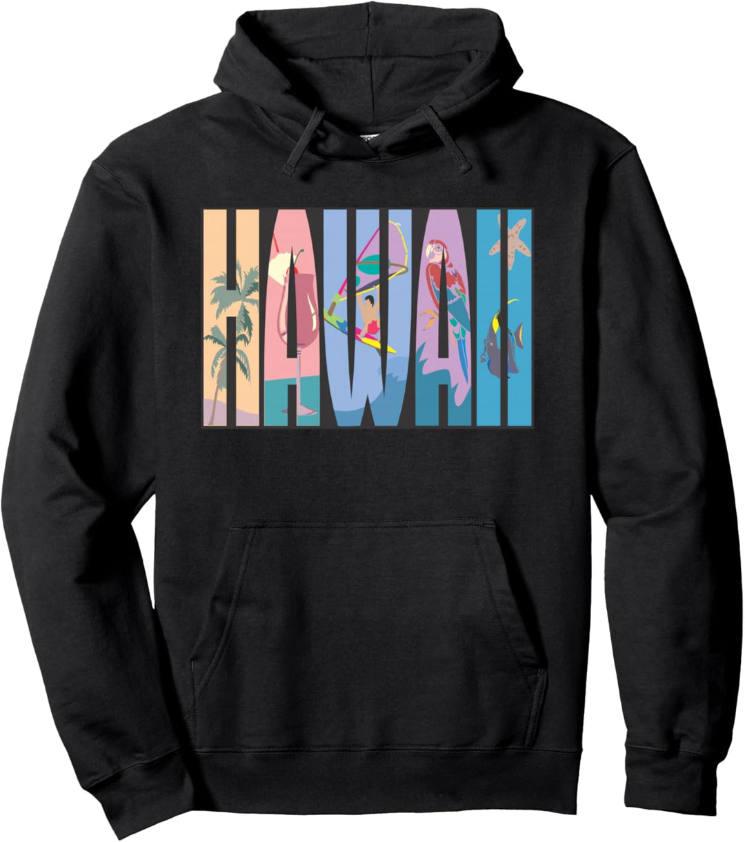 Hawaii Hawaiian Pearl Island Aloha Fisch Surf Sand State Pullover Hoodie