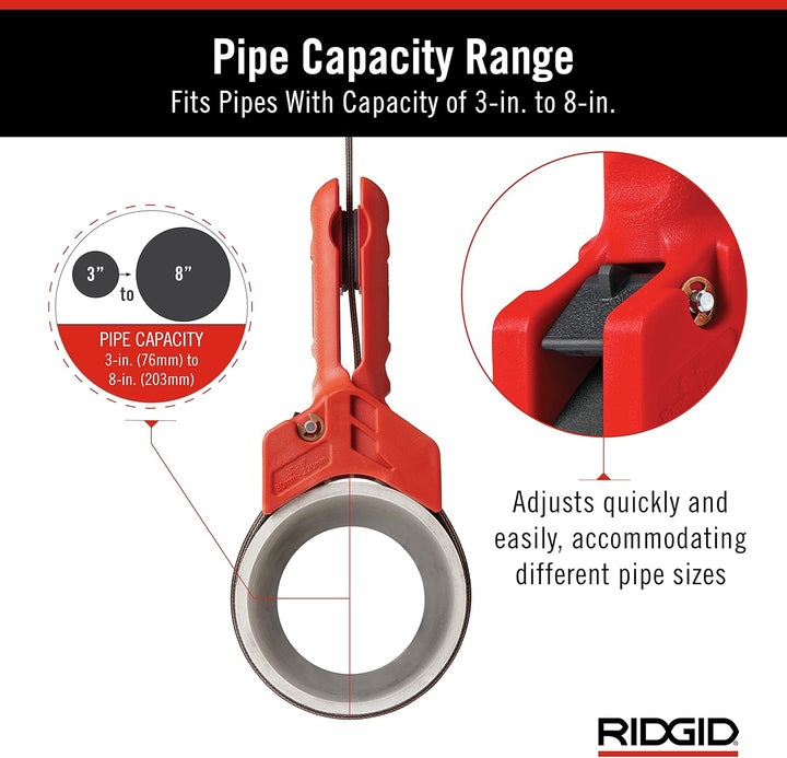RIDGID 42478 STRAPLOCK Rohrmontagehilfe, 3" bis 8" Bandschlüssel, Rohrgriff Single, Single