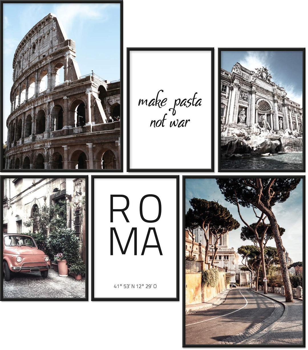 Papierschmiede® Mood Poster Set Rom, Bilder Wohnzimmer Deko Schlafzimmer, 2x DIN A3 und 4x DIN A4, K