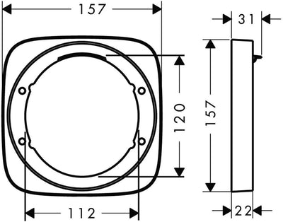 hansgrohe Ersatzteil, PuraVida Verlängerungsrosette, Durchmesser 157mm, Chrom