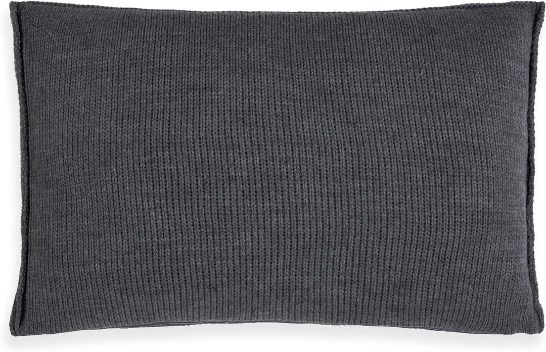 KNIT FACTORY - Uni Zierkissen - Rechteckige Sofa Kissen - Anthrazit - Gestrickter Dekokissen - Couch