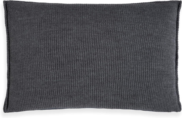 KNIT FACTORY - Uni Zierkissen - Rechteckige Sofa Kissen - Anthrazit - Gestrickter Dekokissen - Couch