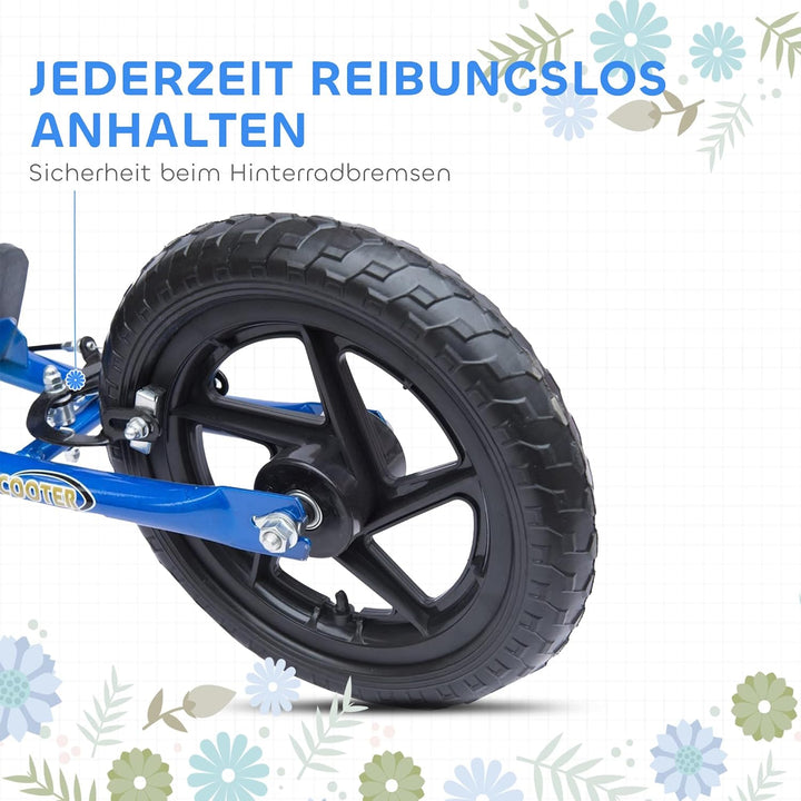 HOMCOM Kinderroller Scooter Tretroller mit verstellbarem Lenker, grossen Rädern und Hinterbremse Kic
