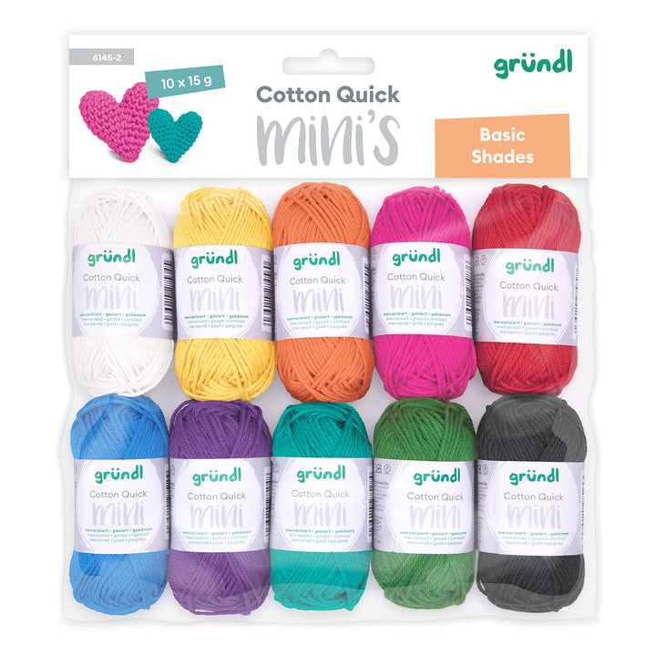 Gründl Wolle Cotton Quick Mini Shades - dünne Wolle zum Häkeln von kleinen Figuren - Glänzend und ha