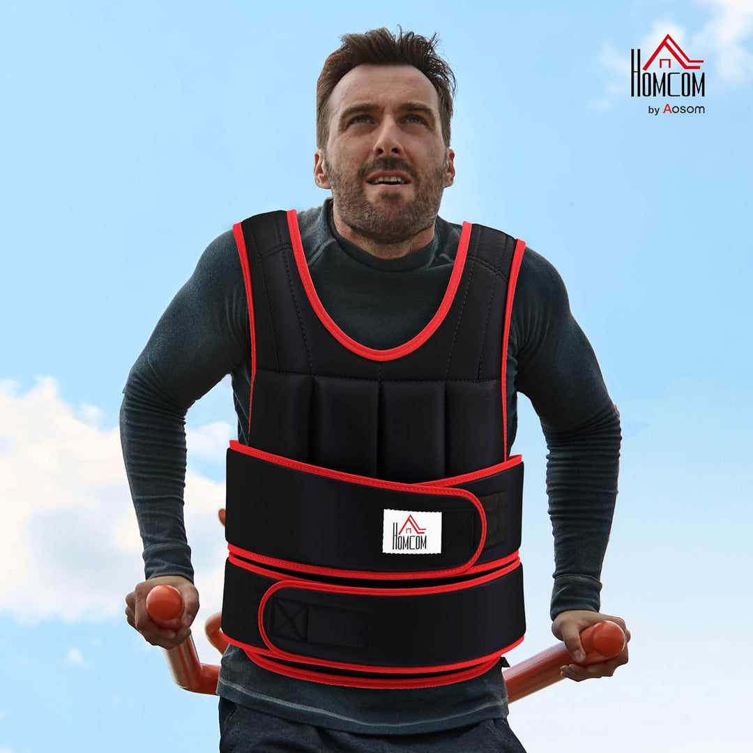 HOMCOM Trainingsweste 20 kg mit verstellbaren doppelten Gurten Krafttraining Gewichtsweste Fitness a