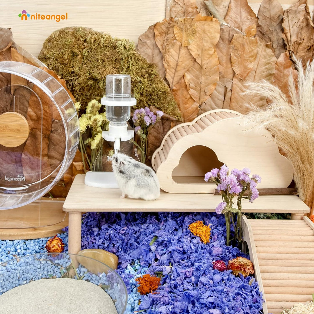 Niteangel Wasserflasche mit Ständer für syrische Zwerghamster, Gerbils, Mäuse, Ratten, Degus und kle