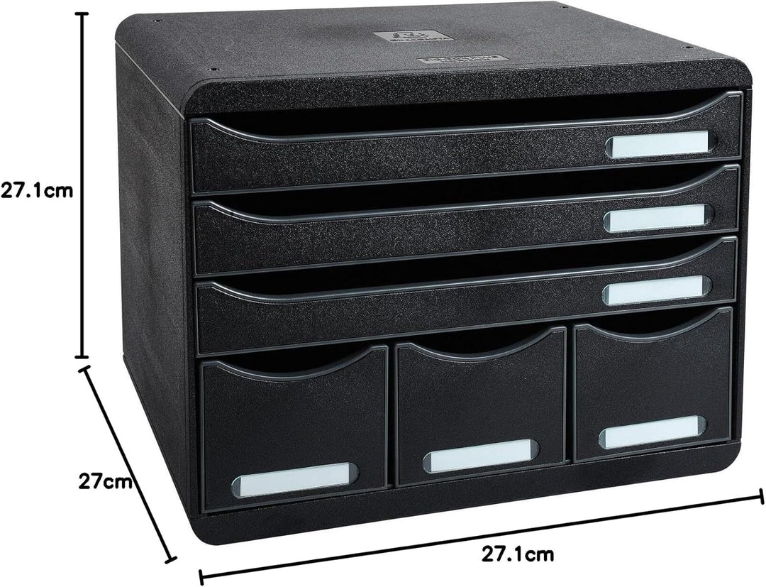Exacompta 306714D Ablagebox Glossy Querformat mit 6 Schubladen für DIN A+ Dokumente. Belastbare Schu