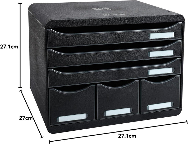Exacompta 306714D Ablagebox Glossy Querformat mit 6 Schubladen für DIN A+ Dokumente. Belastbare Schu