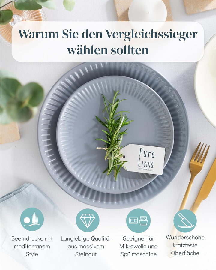 Suppenteller 6er Set Hygge Serie - Premium Steingut, Kratzfest, Für Spülmaschine, Mikrowelle - Styli