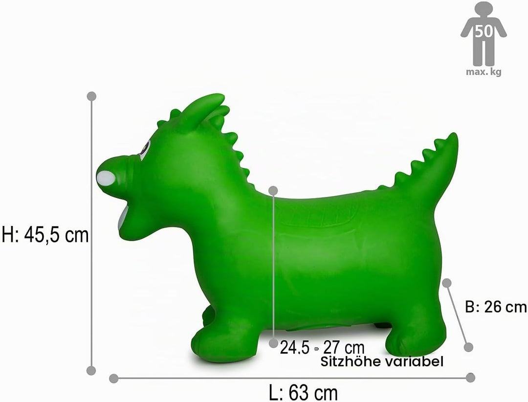 JAMARA 460315 Hüpftier Drache HoppyDoo - Spielzeug für Kinder, Hüpfspielzeug Baby Indoor/Outdoor, Ge