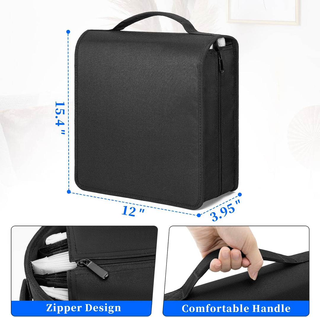 AKOZLIN DVD CD Aufbewahrungsbox mit extra Breiten Titelblättern,tragbarer Binderhalter,Brieftasche,A