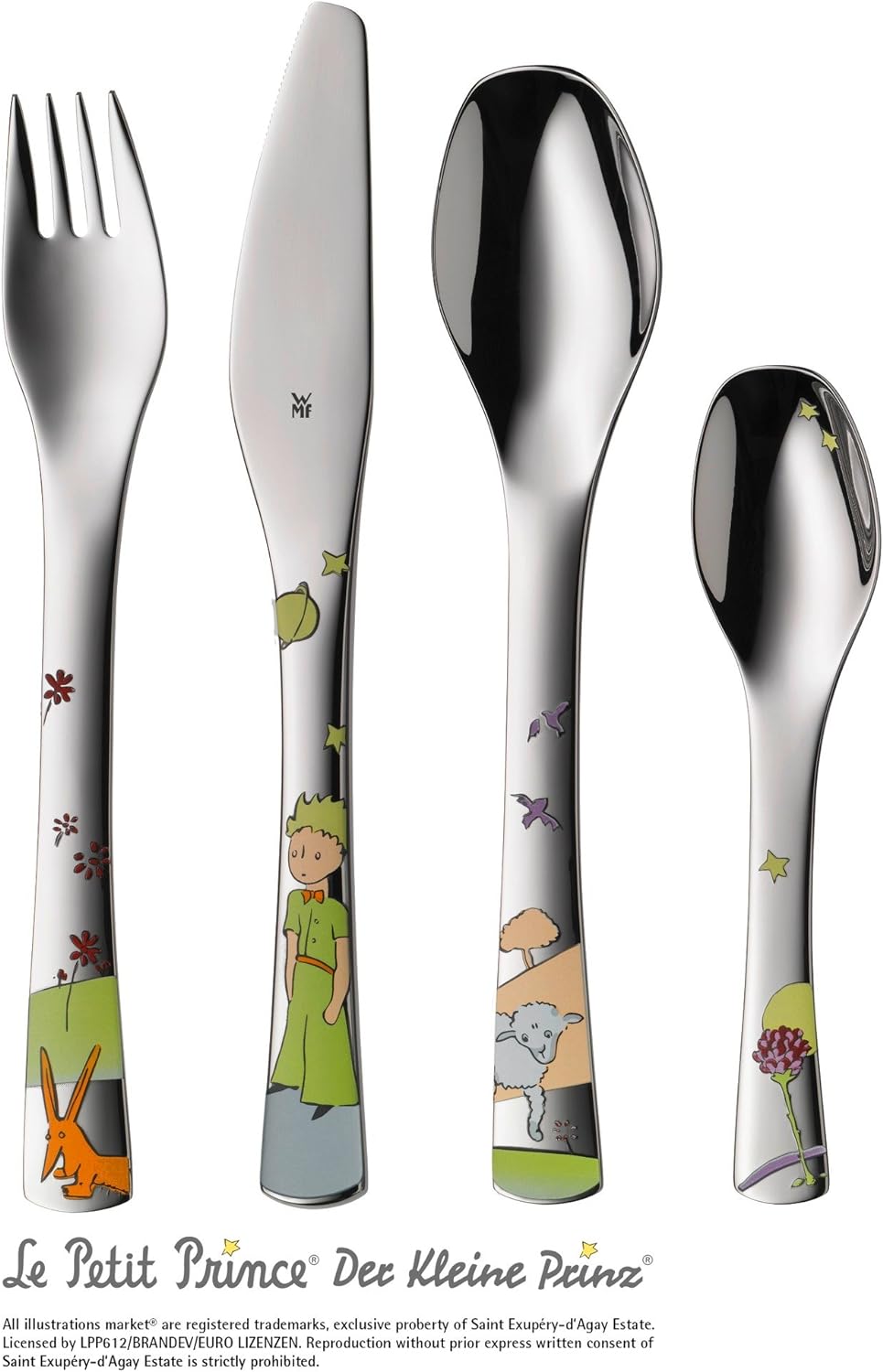 WMF Der kleine Prinz Kinder Geschirrset 6-teilig, Kindergeschirr mit Kinderbesteck Edelstahl, ab 6 J