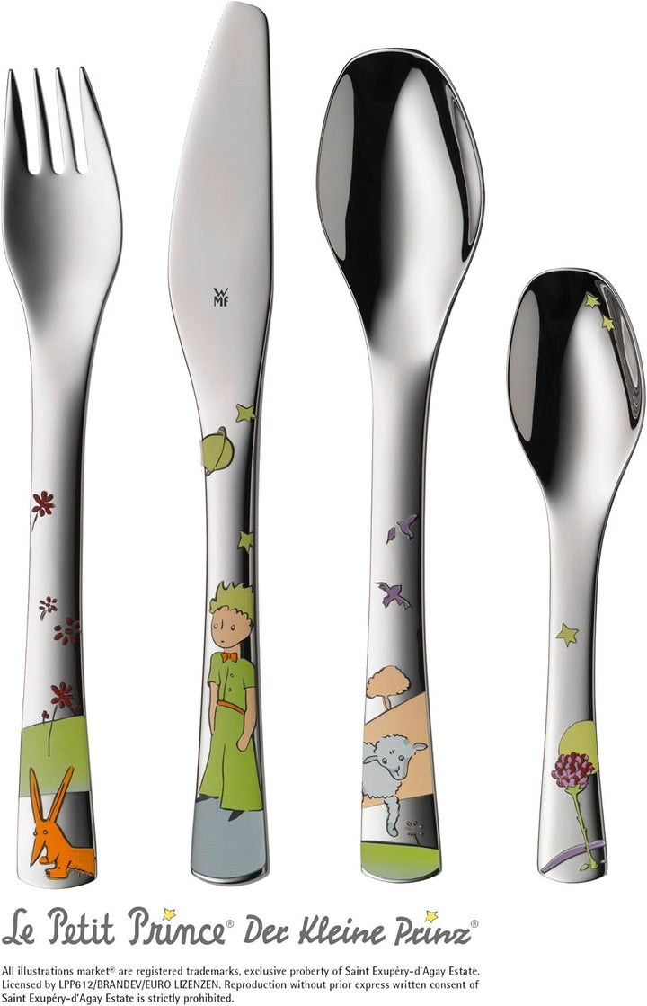 WMF Der kleine Prinz Kinder Geschirrset 6-teilig, Kindergeschirr mit Kinderbesteck Edelstahl, ab 6 J