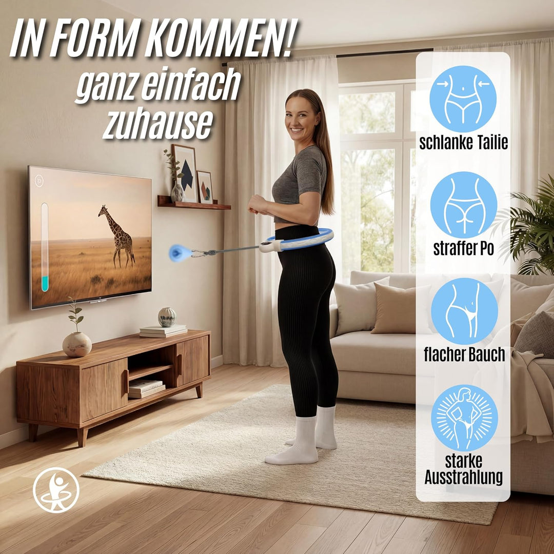 Smart Hula Hoop Reifen Erwachsene, 3 Gewichte für anpassbare Intensität, Hulahub Reifen zum Abnehmen