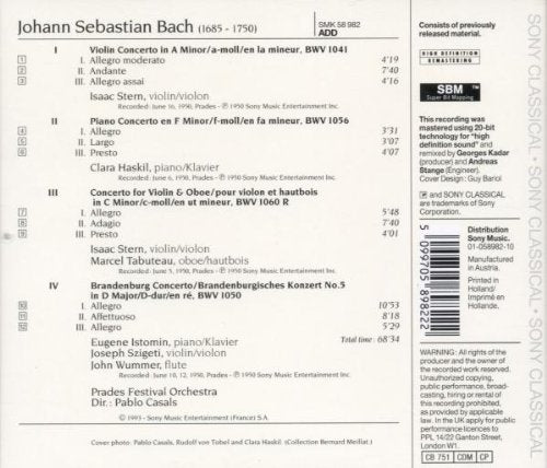 Casals Edition: Bach Konzerte, Audio-CD