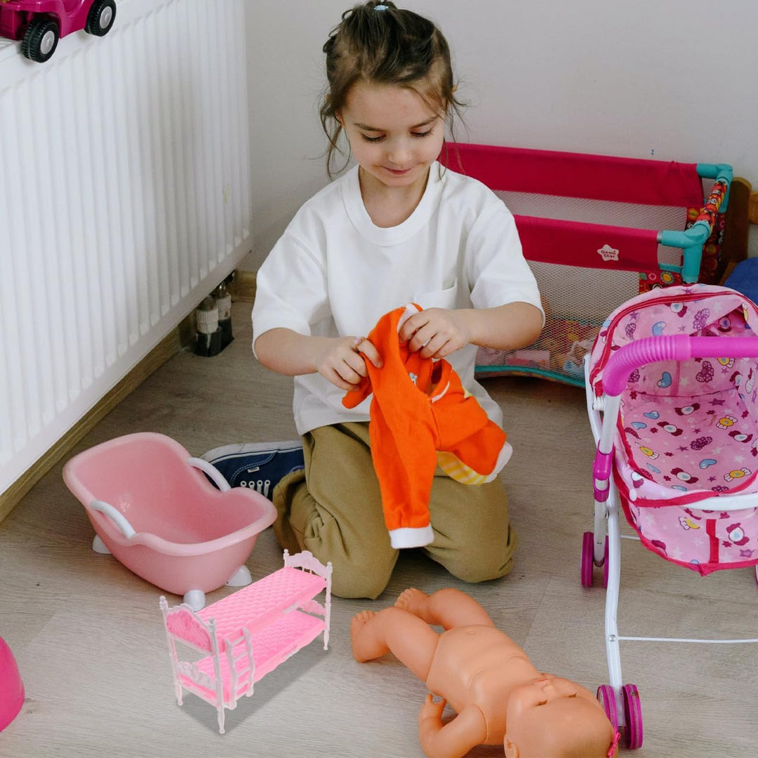 ifundom Miniatur-Bett Jungen Und Mädchen Puppenhaus Spielzeug Sammler Puppen Möbel 30cm Doppelbett S