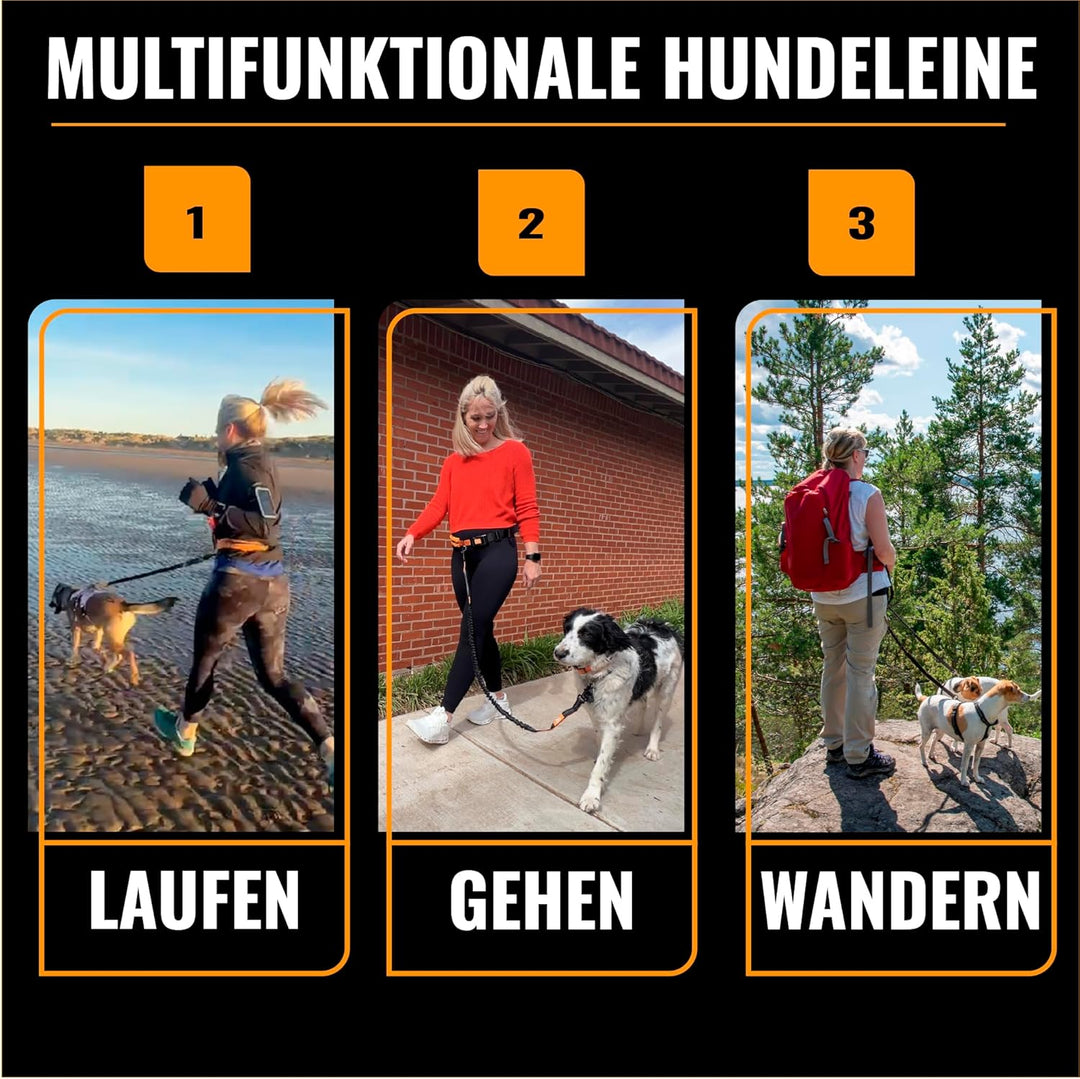 Joggingleine Hunde mit Bauchgurt für Hundeleine für Grosse Hunde/Mittelgrosse Hunde bis 60 kg - Lauf