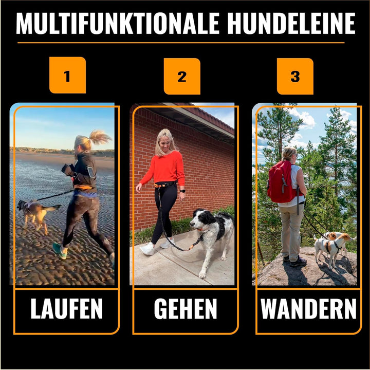 Joggingleine Hunde mit Bauchgurt für Hundeleine für Grosse Hunde/Mittelgrosse Hunde bis 60 kg - Lauf