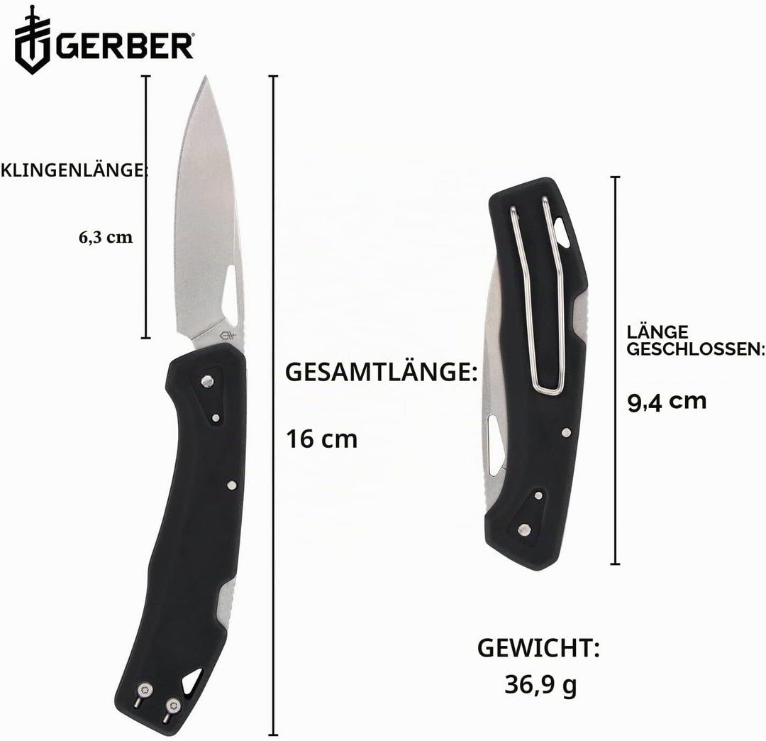 Gerber Taschenmesser mit Gürtelclip, LST, 440A Clip Poin-Edelstahlklinge, Griffschalen aus glasfaser