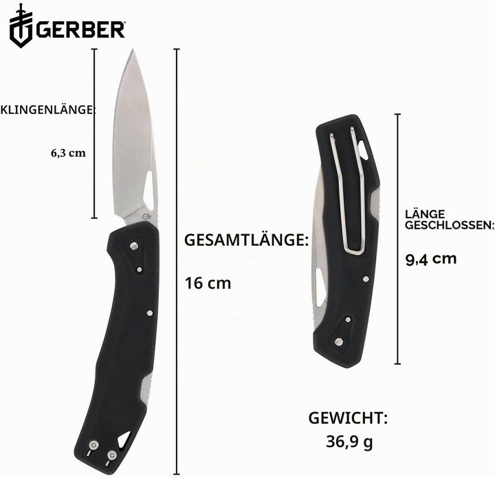 Gerber Taschenmesser mit Gürtelclip, LST, 440A Clip Poin-Edelstahlklinge, Griffschalen aus glasfaser