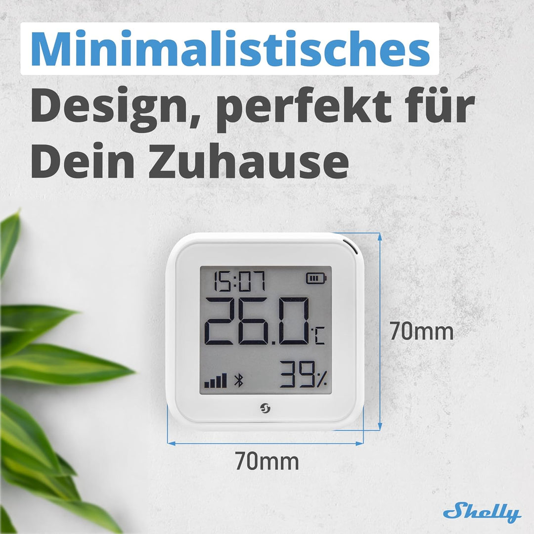 Shelly H&T Gen 3 Weiss | Wi-Fi und Bluetooth Temperatur&Luftfeuchtigkeitssensor | Hausautomation | K