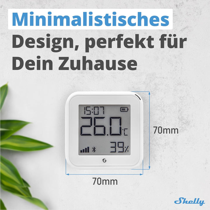 Shelly H&T Gen 3 Weiss | Wi-Fi und Bluetooth Temperatur&Luftfeuchtigkeitssensor | Hausautomation | K