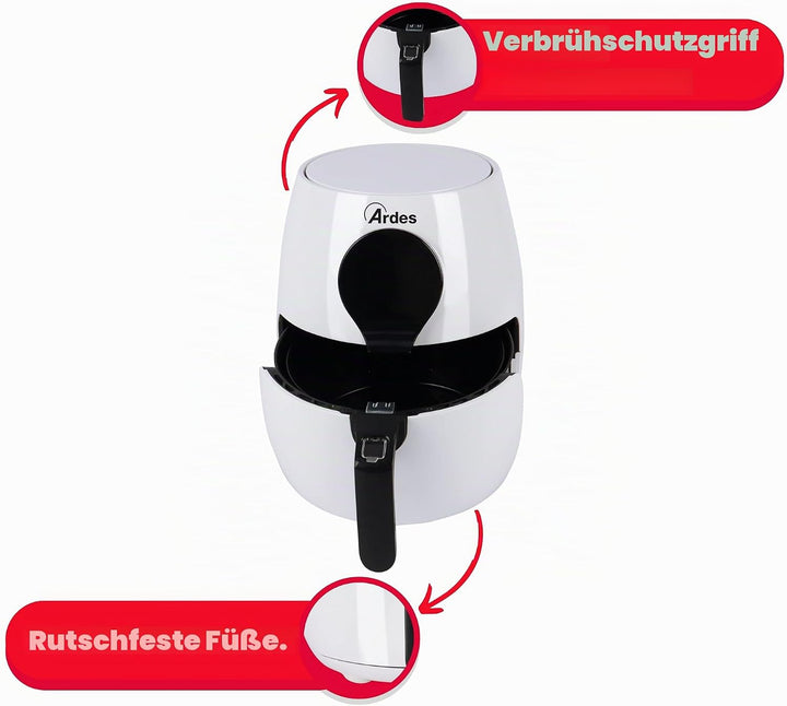 ARDES - ARAMFRY34 Heissluftfritteuse Fassungsvermögen 5 Liter Air Fryer Klein mit Touchscreen-Digita