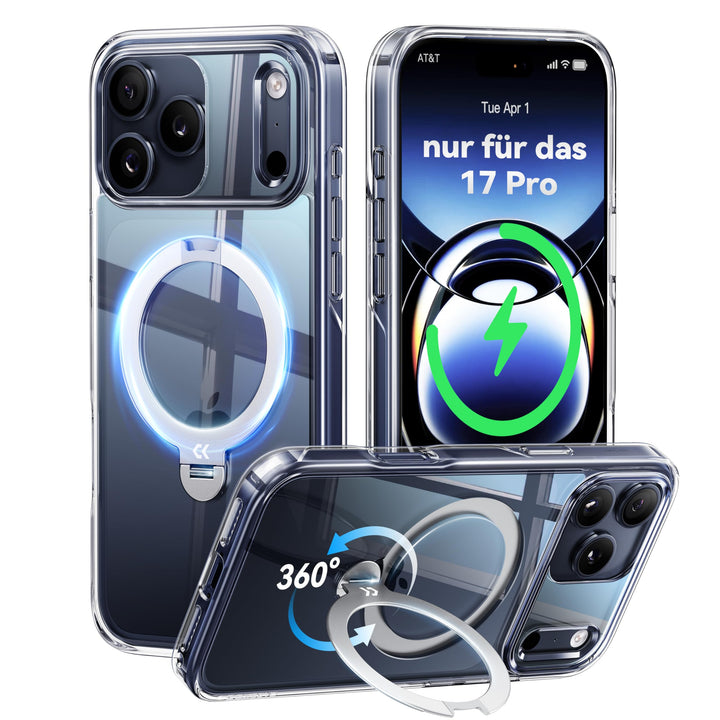 CASEKOO für iPhone 17 Pro Hülle für MagSafe [360 Drehständer] [Kameraschutz & Militärschutz] Stossfe